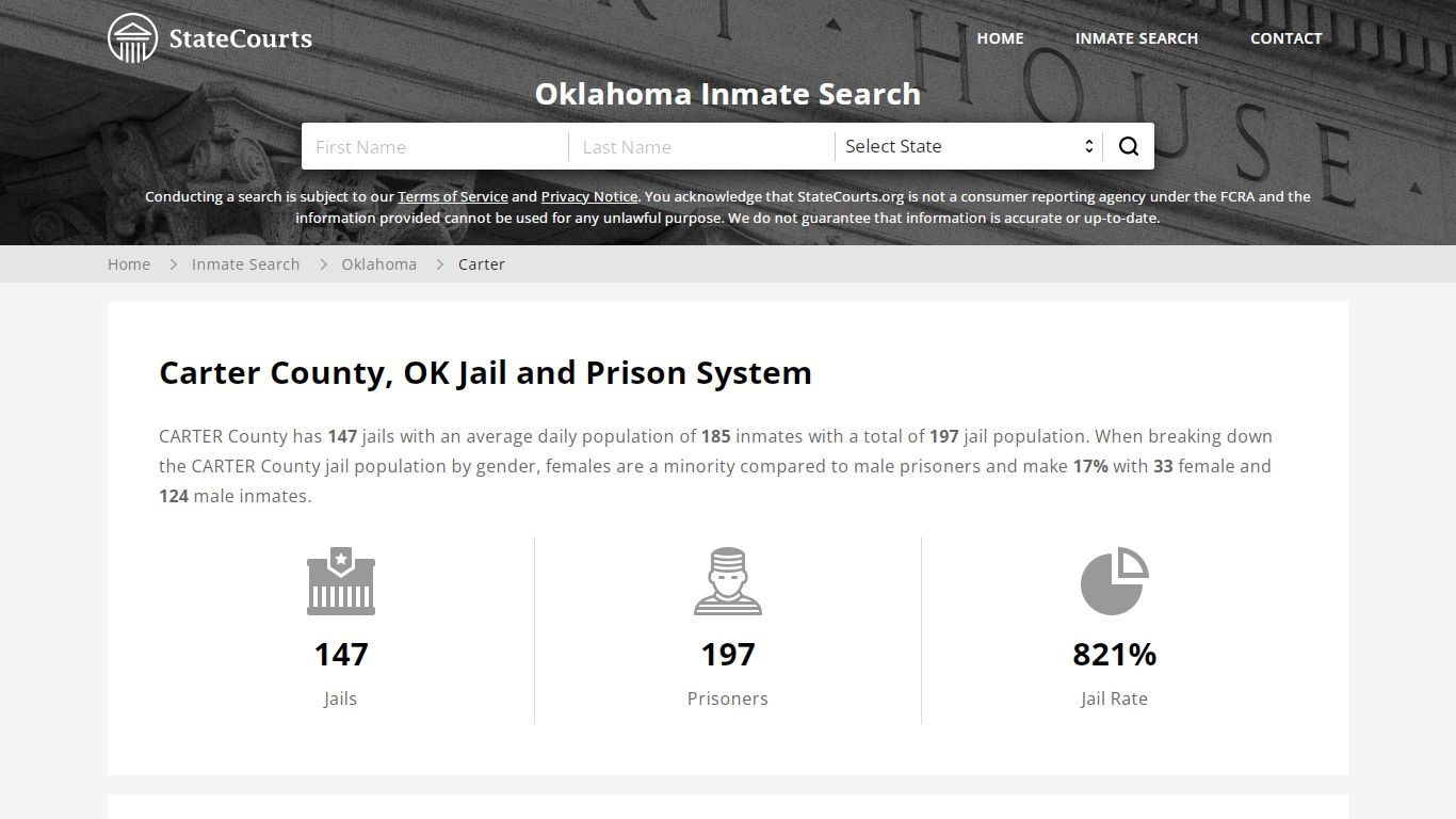 Carter County, OK Inmate Search - StateCourts